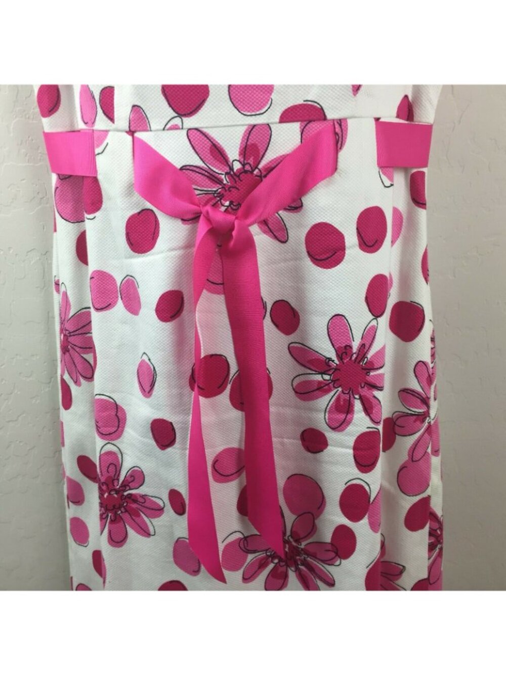 Jessica Howard Womens Pink White Mod Floral Summer Tank Dress Belt Size 14 - Picture 3 of 8